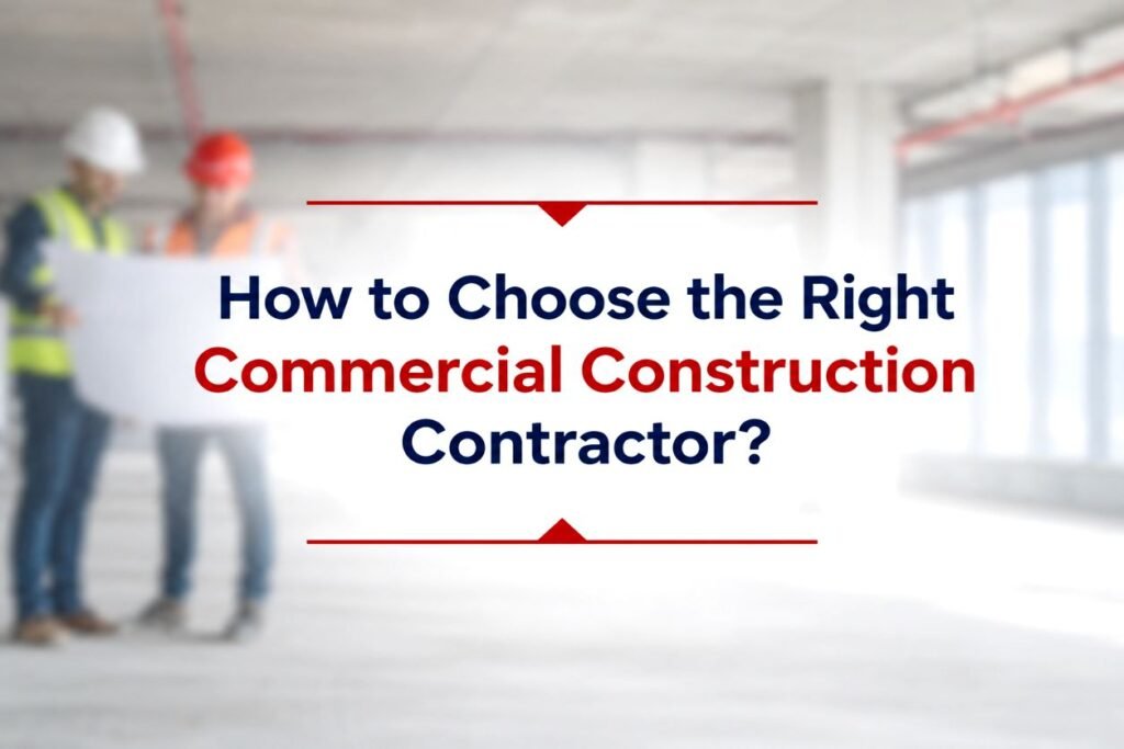 Commercial construction contractors reviewing plans inside a commercial building project