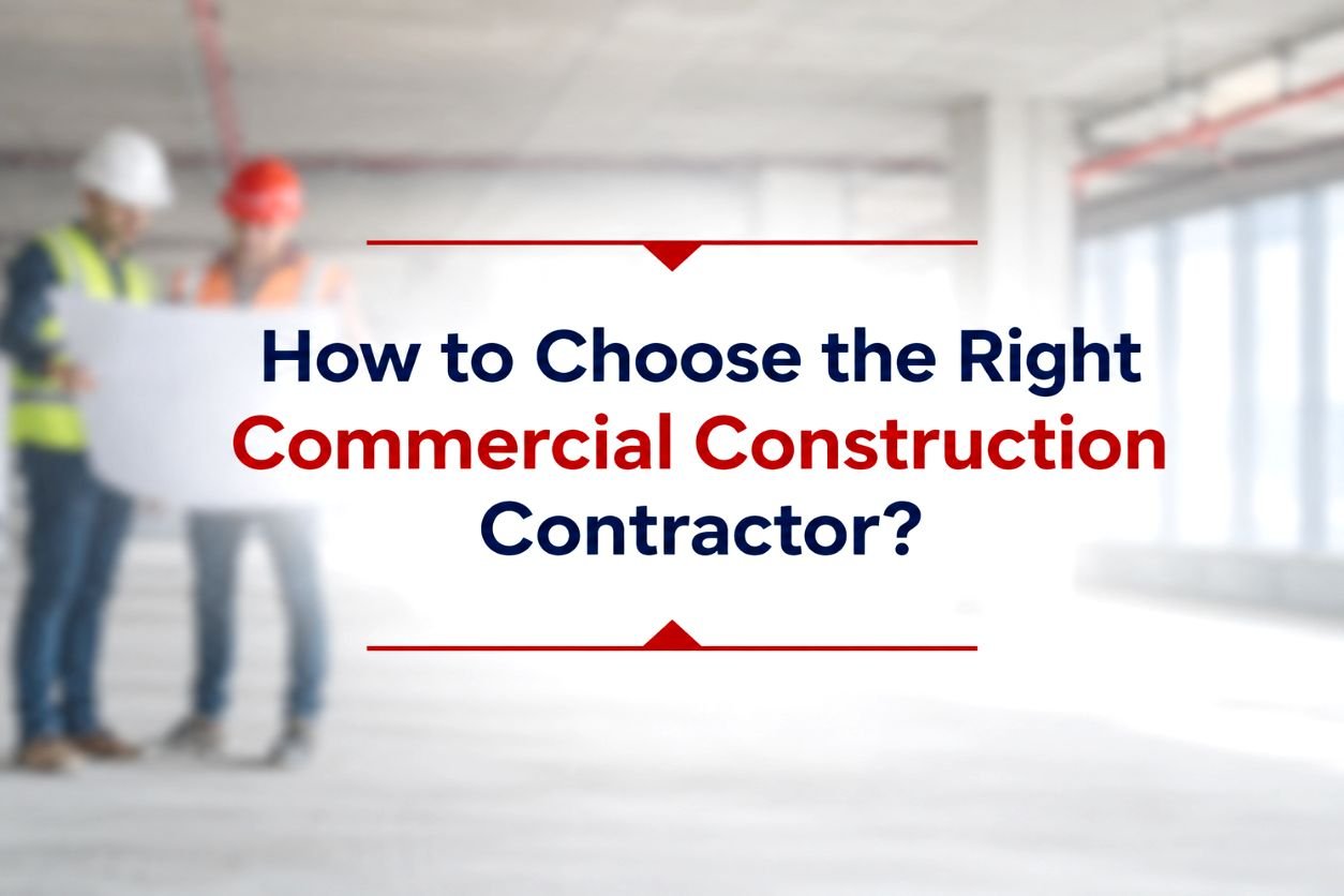 Commercial construction contractors reviewing plans inside a commercial building project