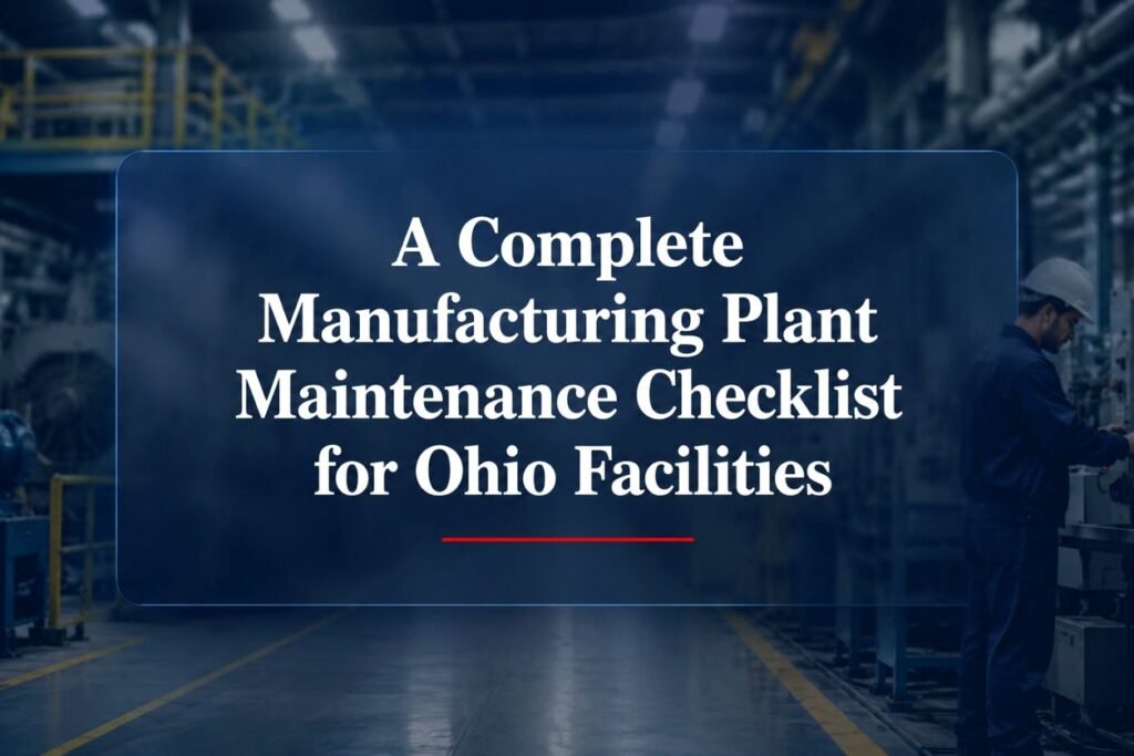 Manufacturing plant maintenance checklist for Ohio facilities with industrial equipment and technician background