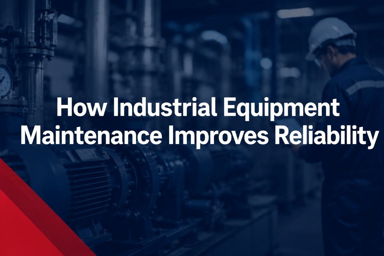 Industrial equipment maintenance improving reliability in a manufacturing facility with technician and machinery background